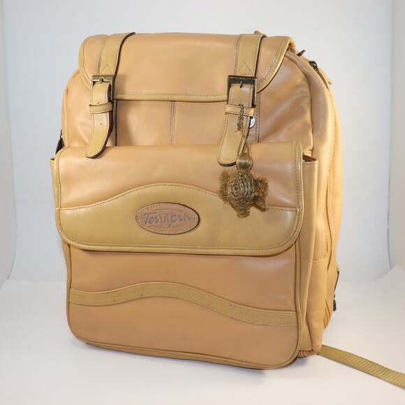 Vintage Terrapin Tan Leather Travel Backpack with Organizer Compartments - Picture 1 of 6